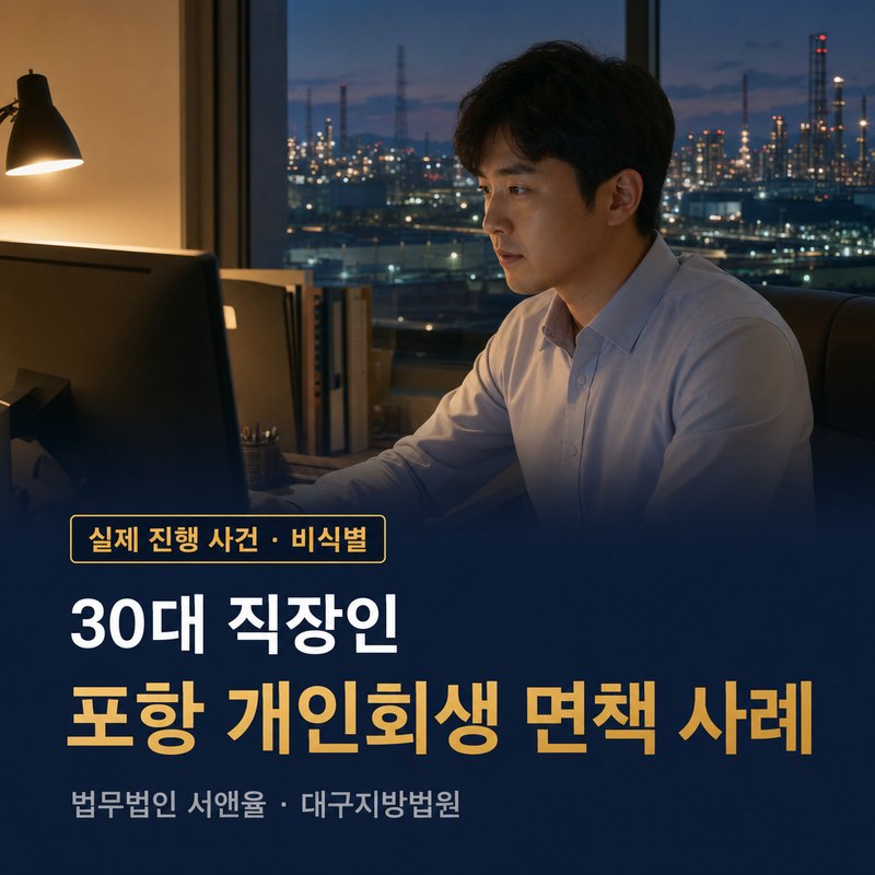 개인회생 면책결정까지, 5천만 원 채무의 끝｜포항 30대 직장인 면책 사례 — 이해를 돕기 위한 연출 이미지